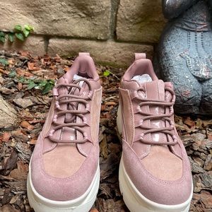 Madden Girl Womens Bounce Pink/Mauve Faux Suede Chunky Platform